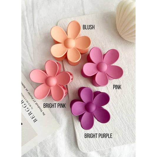 Flower 3in Hair Clips-AVA/Bright Pink