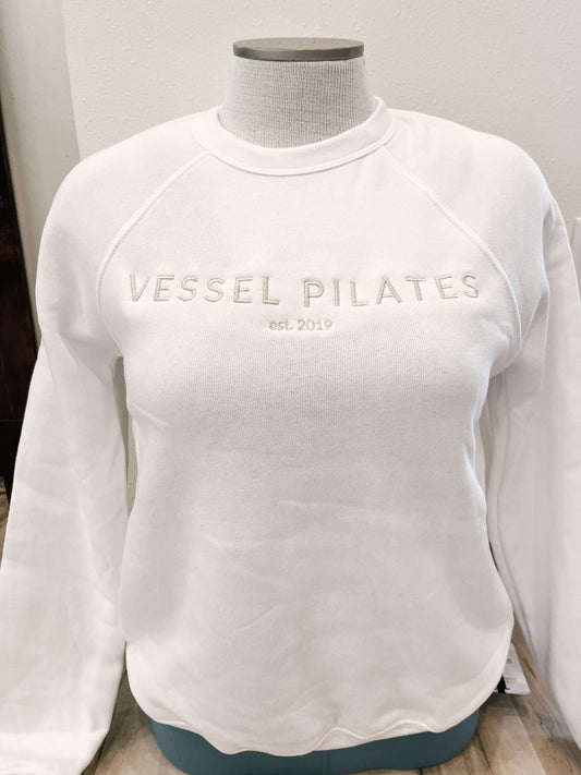 Vessel WHITE Sweatshirt Fleece Crew. Embroidered