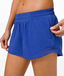 lululemon hotty hot LR shorts 4" lined Harbor blue